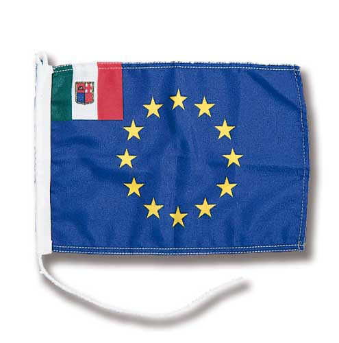 Bandiera Europa-Italia in Poliestere Cm.20x30